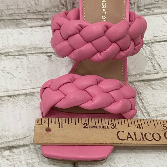 BCBGeneration Pink “Finaa” Slide Chunky Braided Woven Strap Heel Sandal Size 7 - Picture 10 of 16